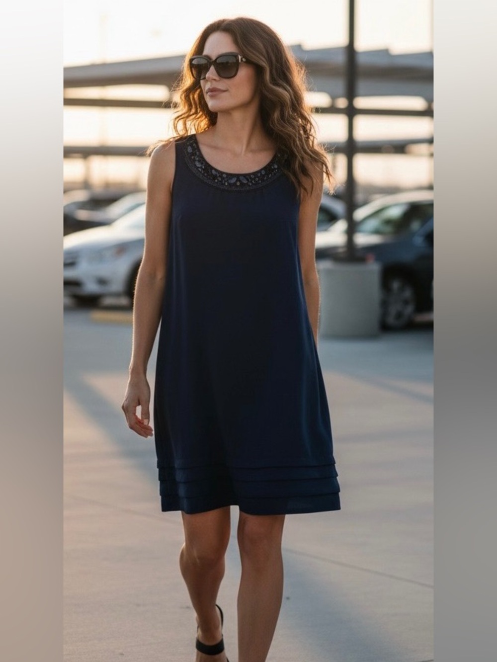 Banana Republic Black Silk Beaded Shift Dress Sleeveless XXS Embellished Mini